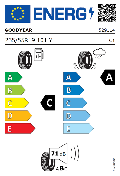 Tyre Label for Goodyear Eagle F1 Asymmetric 2 235/55R19 101Y