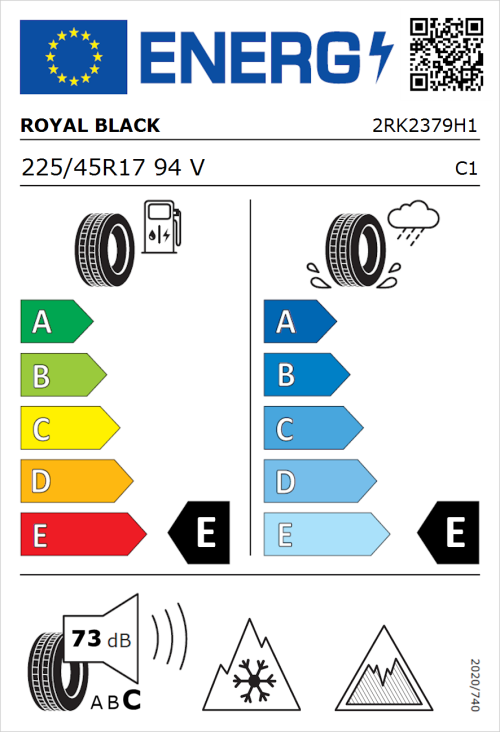 Tyre Label for Royal Black Winter UHP 225/45R17 94V